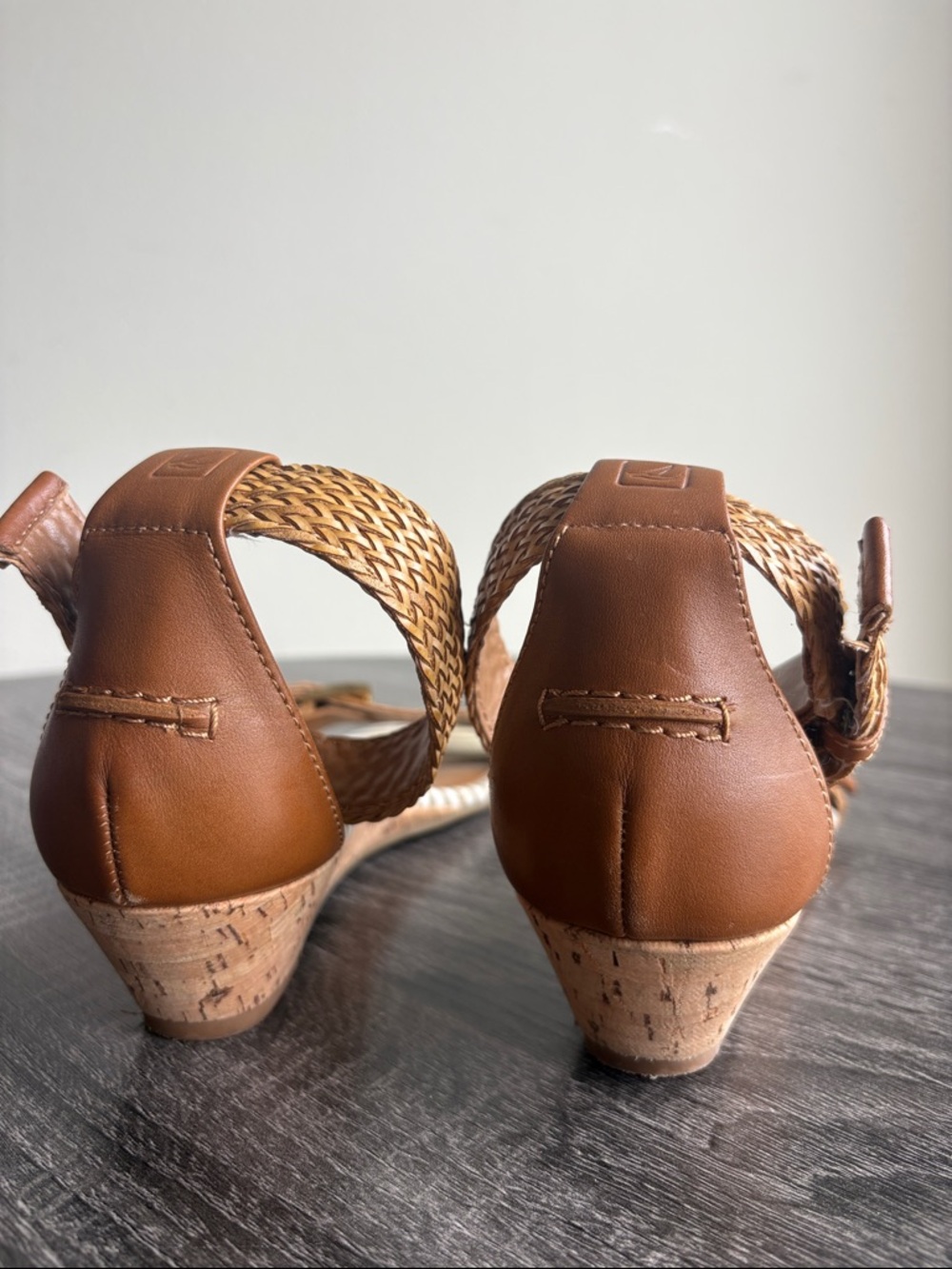 Sperry Tan Braided Ankle-Strap Sandals with Striped Toe - Picture 11 of 14